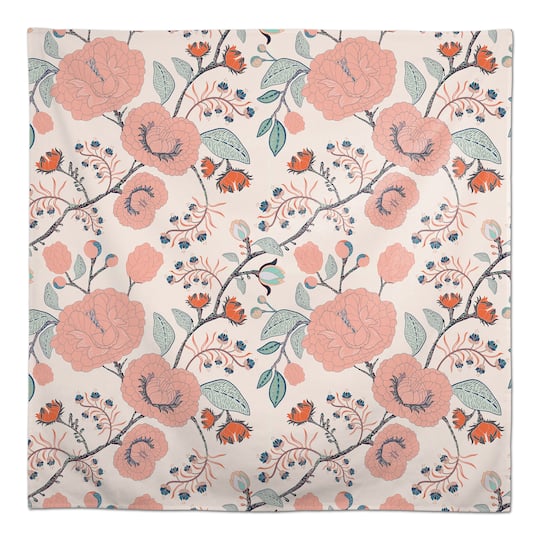 Pink Navy Floral Tablecloth